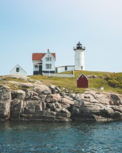 white lighthouse in New England