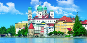 Passau Cathedral on Danube river