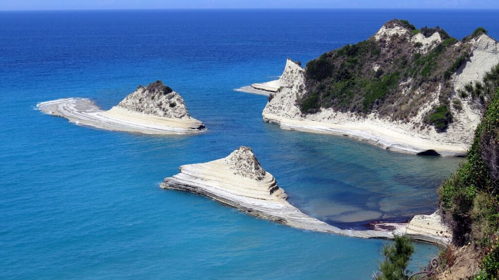 cove, beach, rock in Corfu, Greece