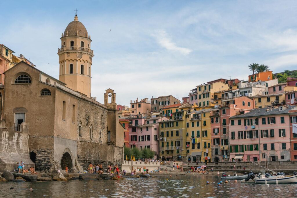 People on Beach in Vernazza, Italy