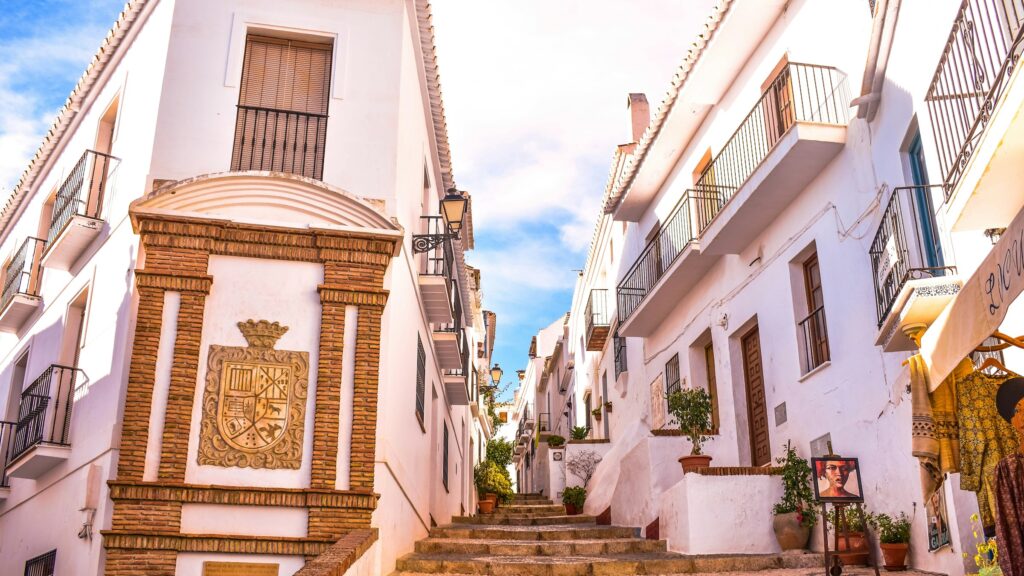 Malaga Spain street between homes