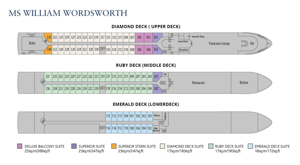 Ms Williams Wordsworth Riverboat Cruise Ship by Riveria deck plan