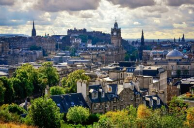 Scenic view of Edinburgh skyline with the castle in background, Scotland