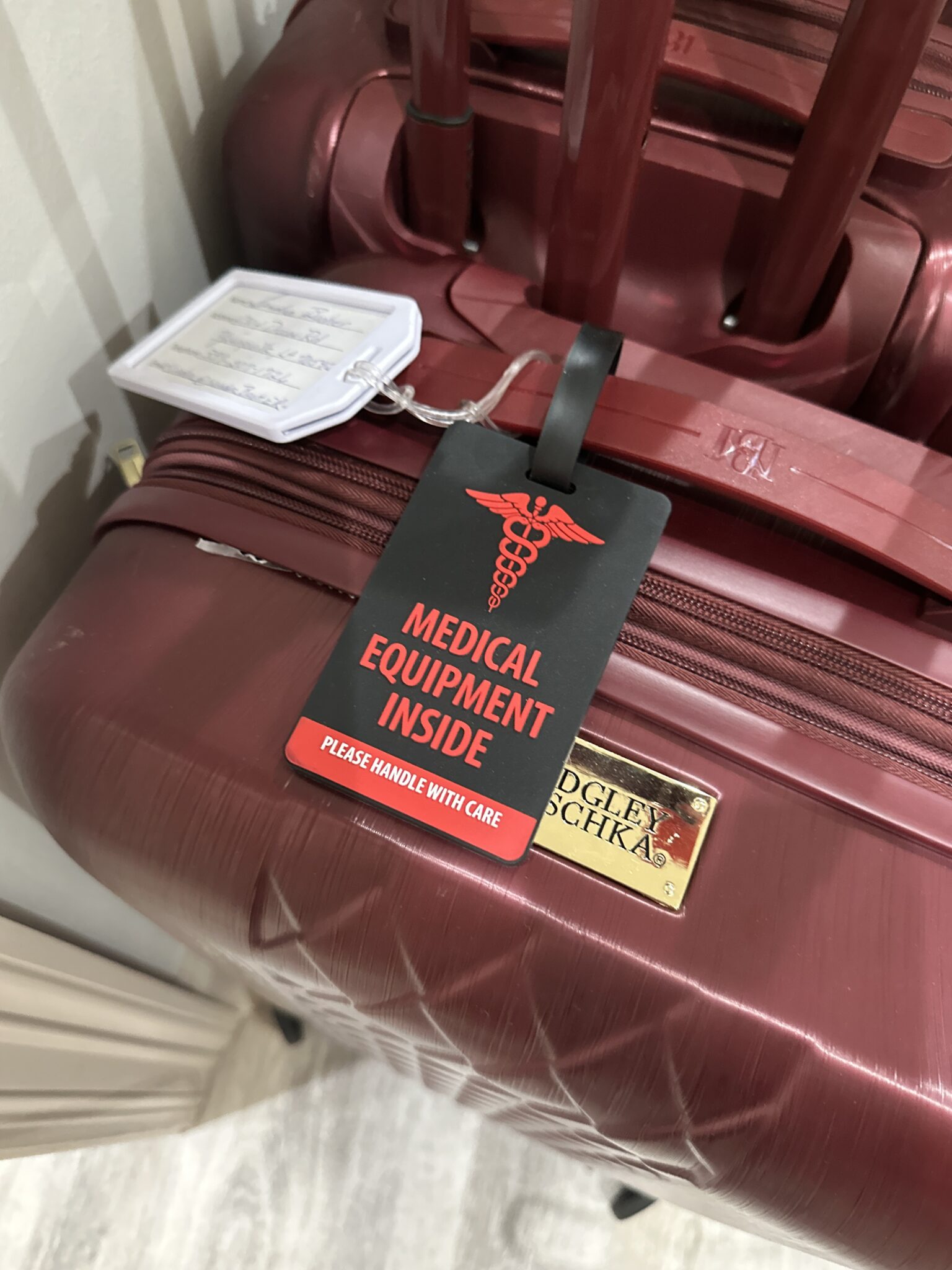 medical equipment luggage tag for carry on travel