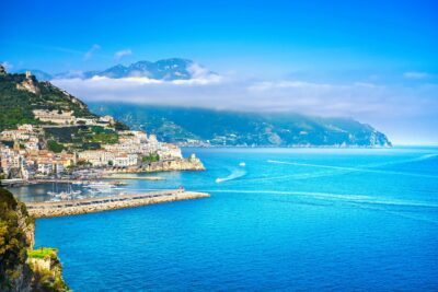 Amalfi town and coast, panoramic view. Italy