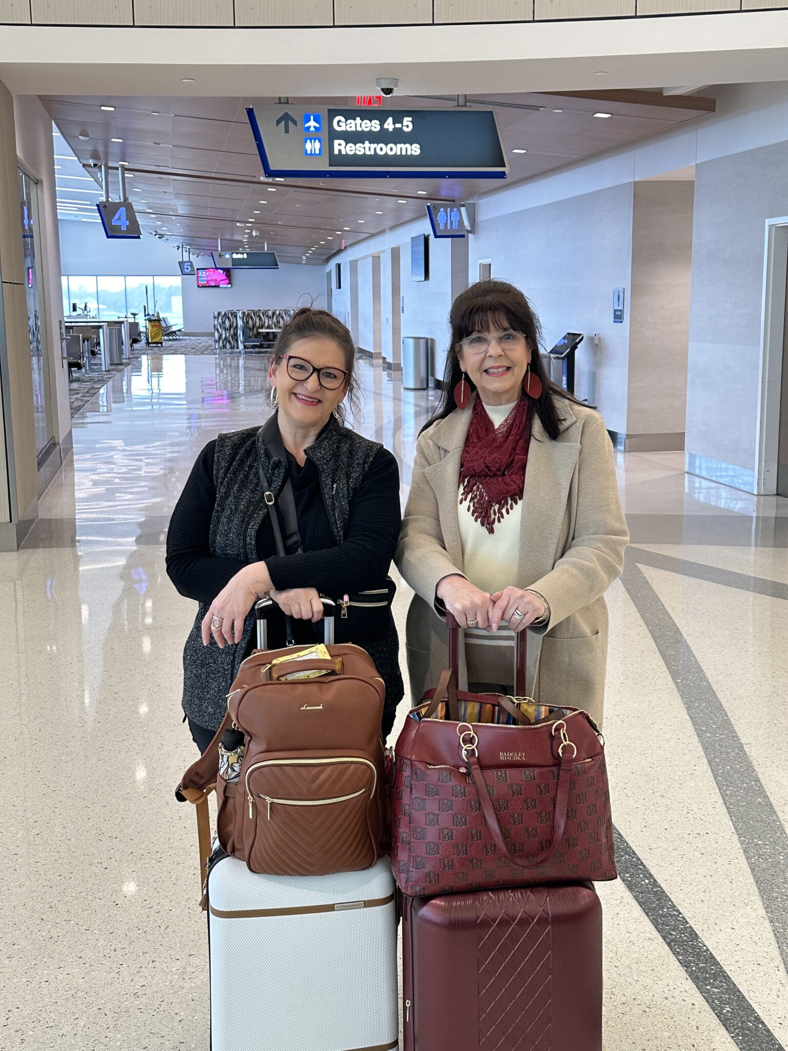 Sandra and Nancy and their travel luggage