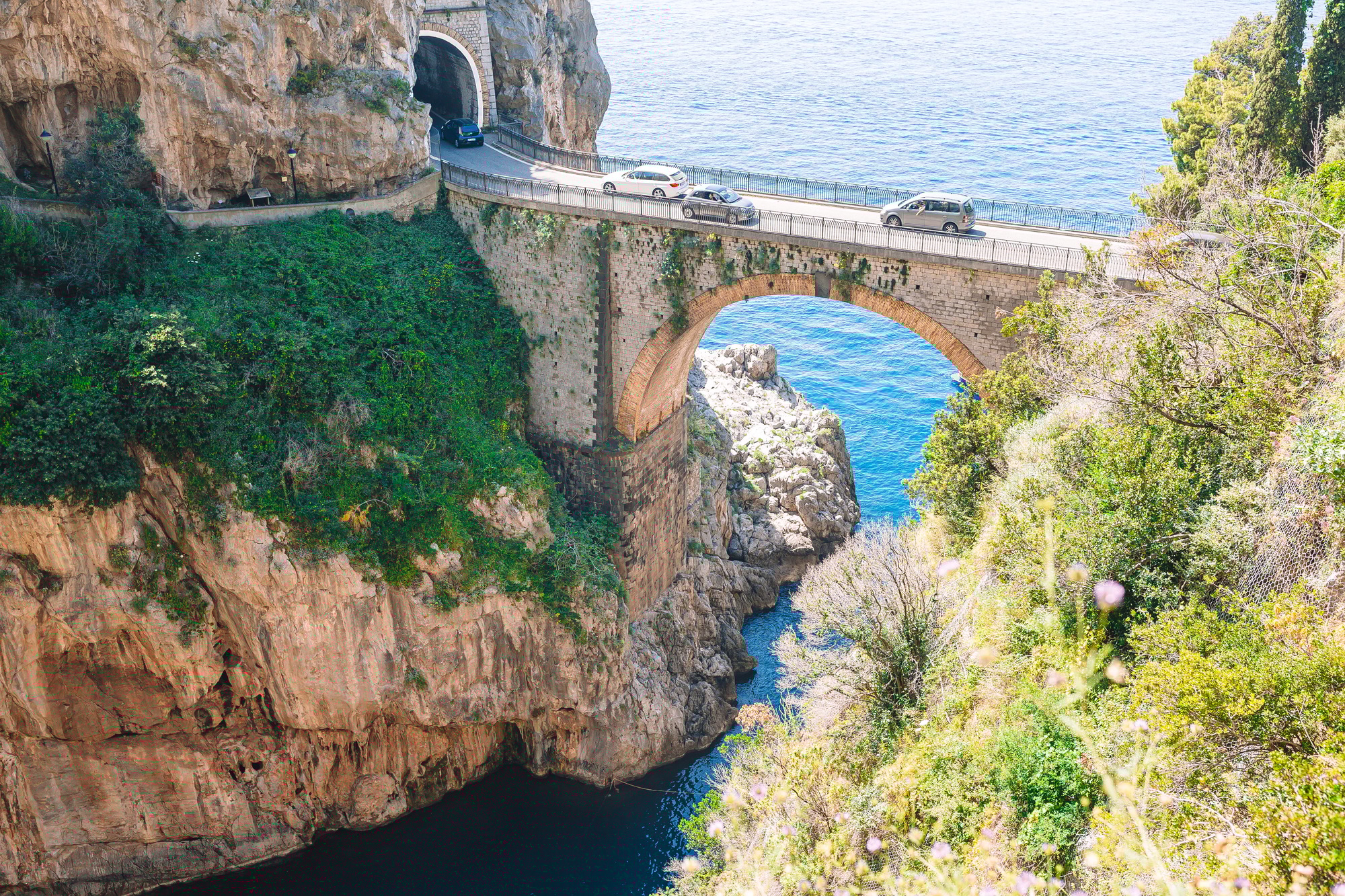 Famous fiordo di furore beach seen from bridge