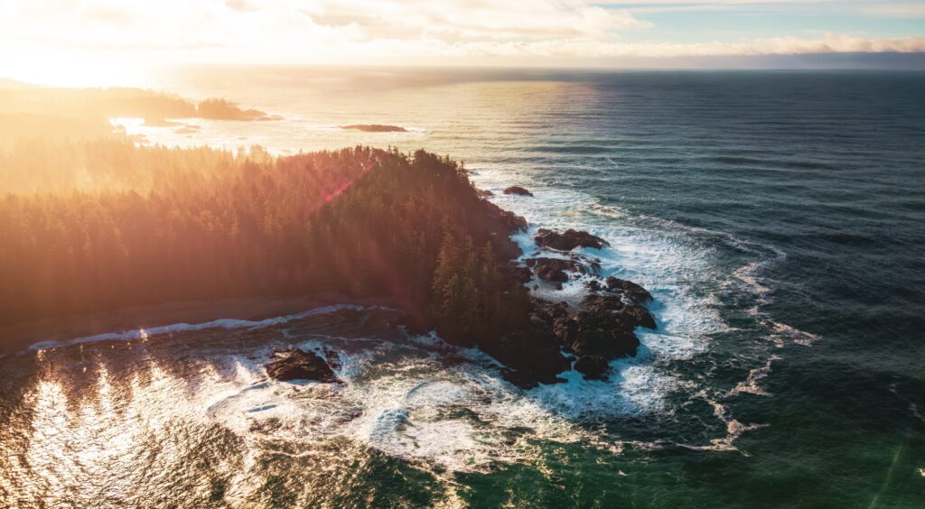 Rocky Coast on Pacific Ocean in Vancouver Island, BC, Canada.