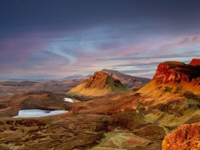 Quiraing at sunrise in the Isle of Skye