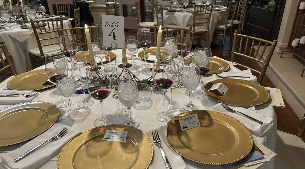 Table setting for wine tasting school at the cajun mansion